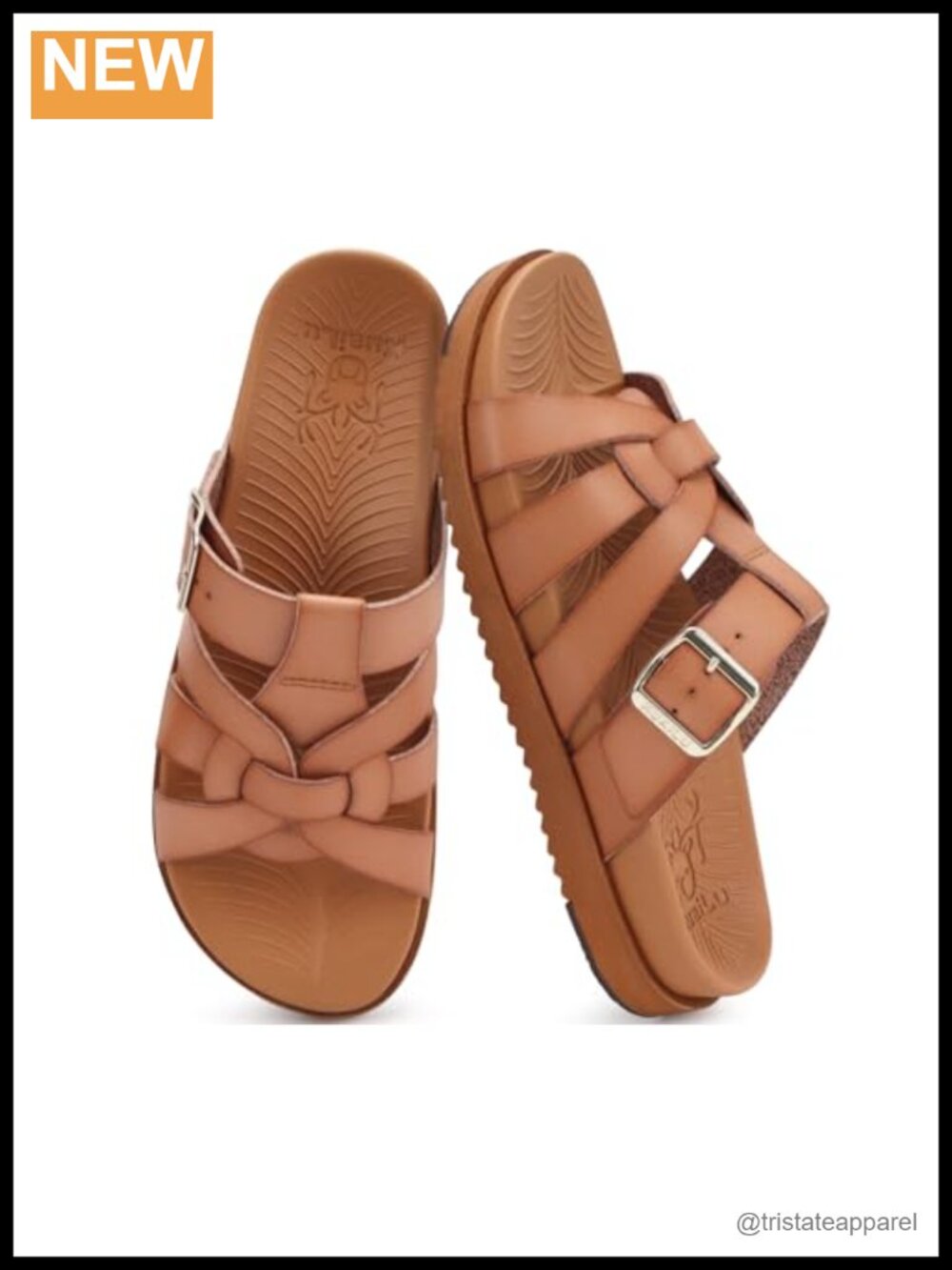 Faux Leather Gladiator Sandals with Arch Support Cushioned EVA Flat Slides